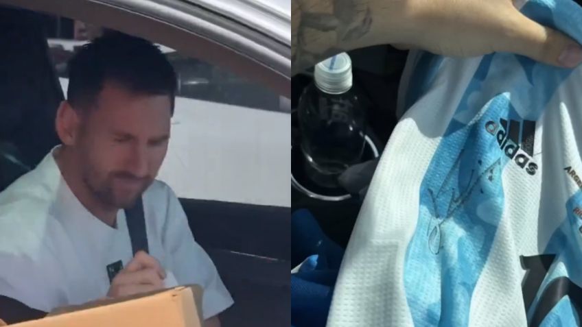 VIDEO: Messi le da su autógrafo a un fan que se encontró en un semáforo