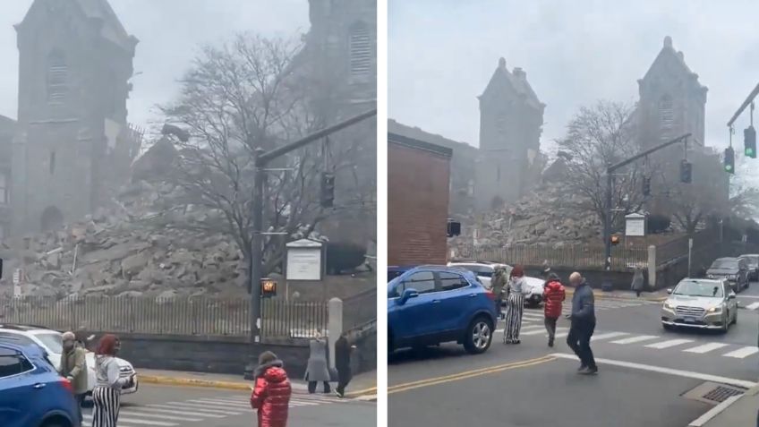 VIDEO: momento en que se derrumba una iglesia en Connecticut, EU