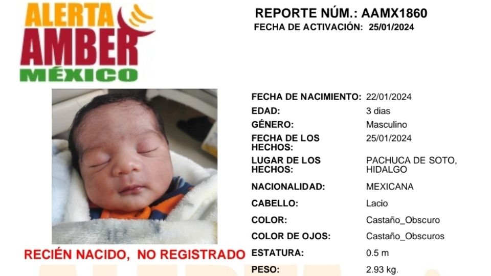 Bebé desaparecido en Hidalgo