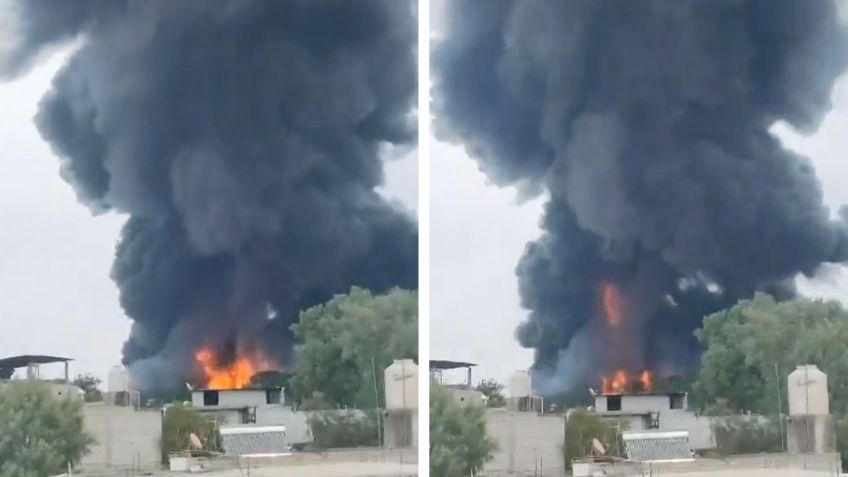 VIDEO: fuerte incedio consume recicladora de plástico en Valle de Chalco