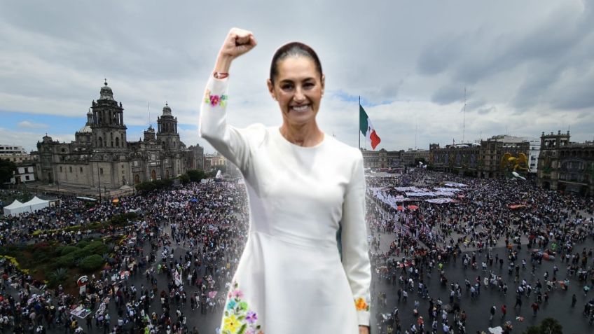 La presidenta Claudia Sheinbaum arriba a Palacio Nacional en el Zócalo