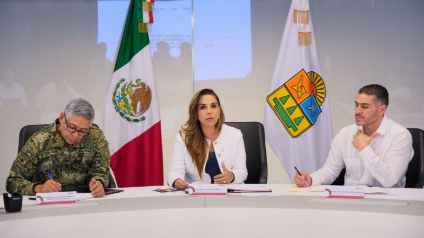 Secretarios de Marina y SSPC se reúnen con la gobernadora de Quintana Roo, Mara Lezama