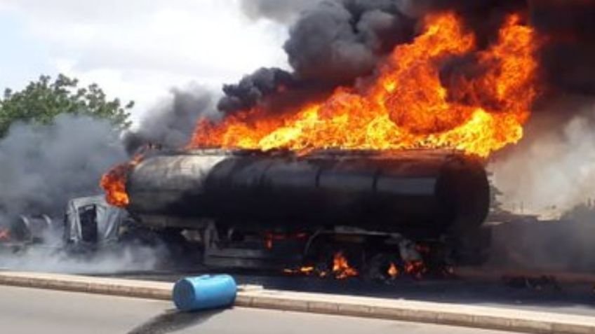 IMÁGENES FUERTES: hacían rapiña de gasolina en un camión accidentado y explotó, hay más de 100 muertos