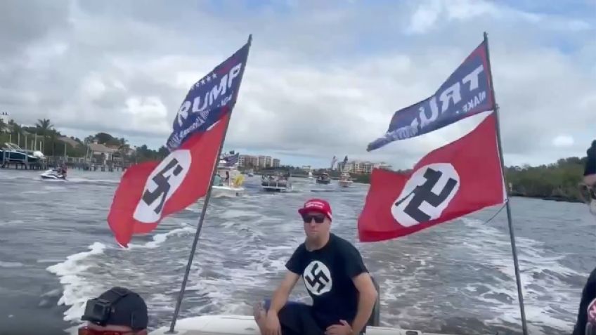 VIDEO: Con esvásticas e insultos raciales, neonazis apoyan a Trump; republicanos los acusan de ser liberales infiltrados