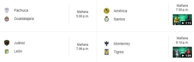 partidos sabado 19 de octubre liga mx chivas america clasico regio