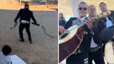 Un mariachi se burla de que una serpiente apareció en una fiesta infantil y la ahuyenta al ritmo de “La culebra”