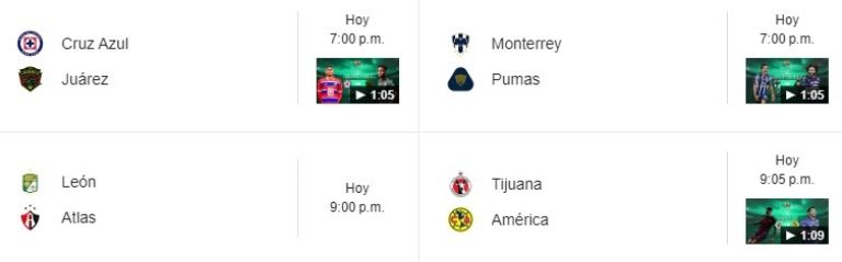 partidos liga mx de hoy miercoles 23 de octubre america cruz azul pumas