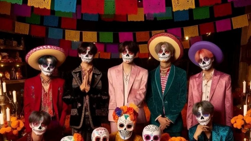 Te vas a enamorar con la versión de Catrines de BTS para este Día de Muertos según la IA