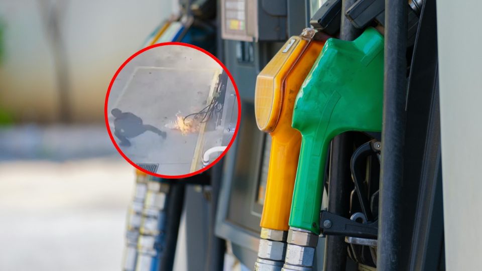 Momento exacto del incendio a una gasolinera