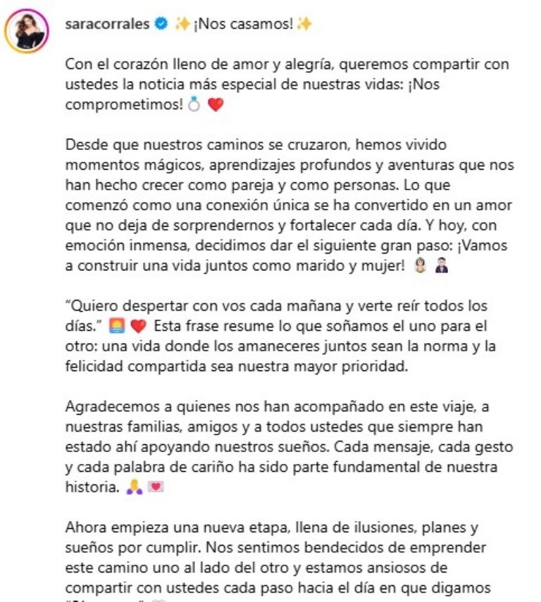 sara corrales prometido