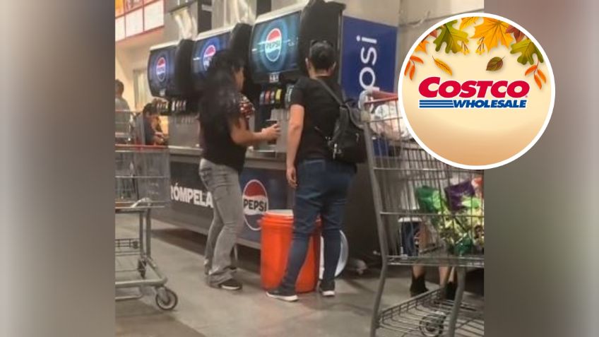 Costco: exhiben a señoras que acaparan la fuente de sodas para llenar una hielera