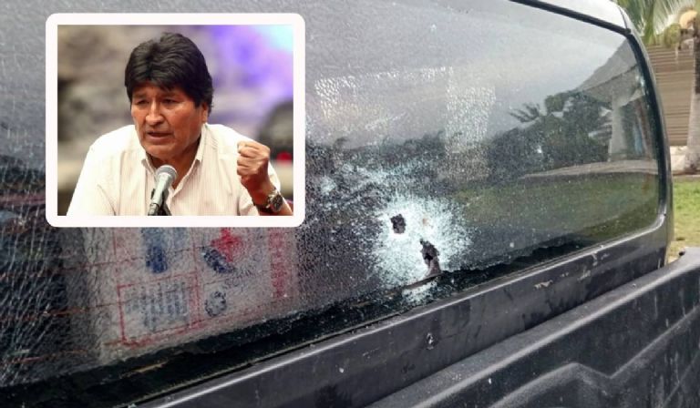 El carro de Evo Morales quedó con los impactos de bala