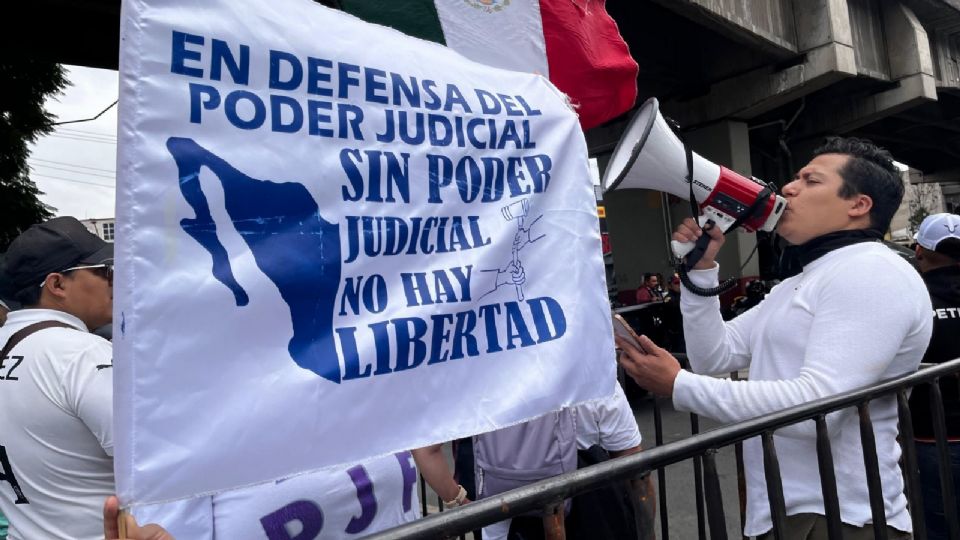 Trabajadores del Poder Judicial, durante una protesta el pasado domingo 27 de octubre.