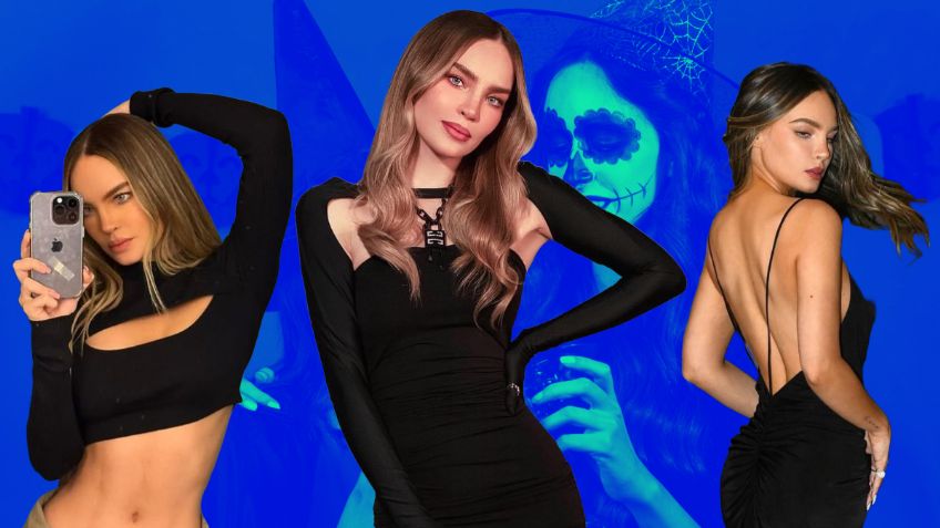 ¡Hermosa y aterradora! Belinda se adelanta al Halloween y enseña a transformar un minivestido negro en disfraz para las fiestas