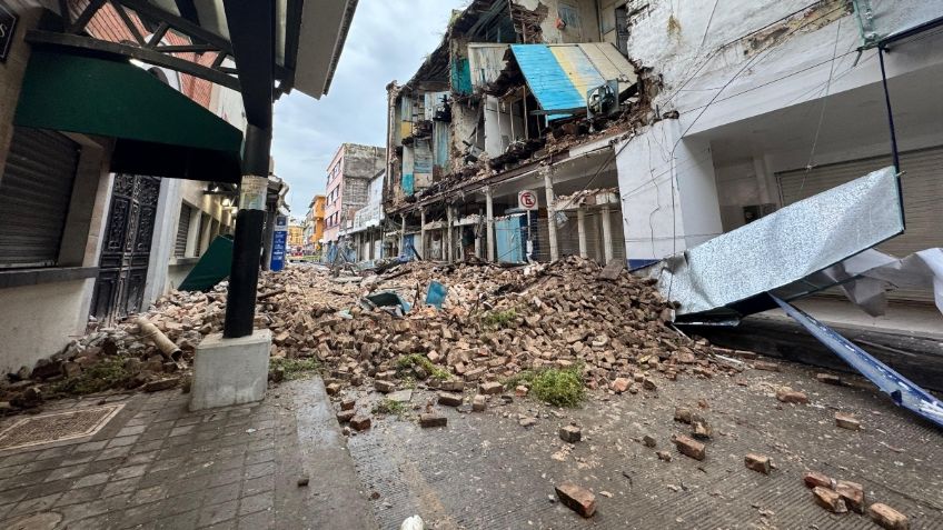 Se desploma fachada del histórico Hotel Progreso en Tamaulipas: IMÁGENES