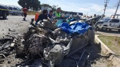 VIDEO: Conductor muere al estampar su Audi en la México-Pachuca contra camión estacionado; su auto quedó calcinado