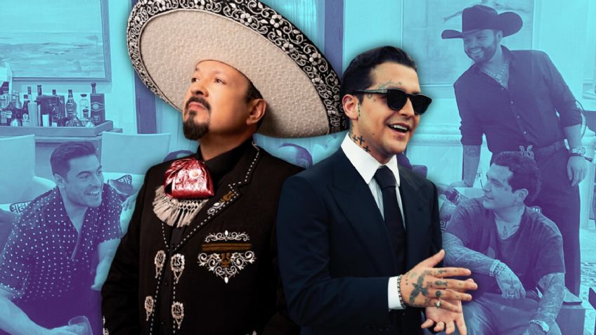 Reaparece Christian Nodal junto a Pepe Aguilar y otros cantantes en la fiesta de los Latin Grammy