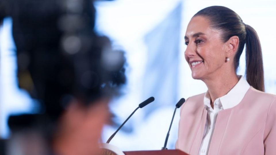 La presidenta de México, Claudia Sheinbaum Pardo, en su conferencia mañanera en Palacio Nacional.