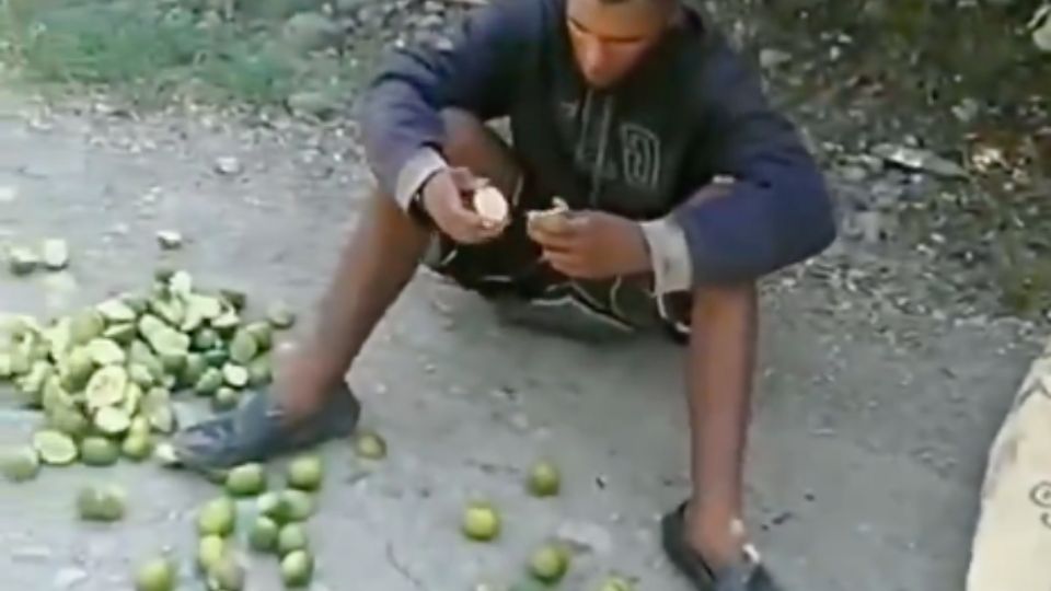 Un ladrón fue sorprendido robando un costal de limones en una finca por lo que el dueño del lugar decidió hacerse justicia por su propia mano.