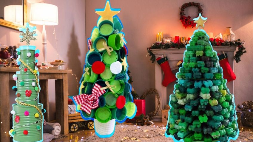 3 ideas con materiales reciclados para poner un árbol de Navidad sin utilizar un pino natural o artificial