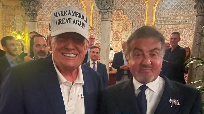 Sylvester Stallone entrega a Trump el cinturón de campeón mundial del Consejo Mundial de Boxeo