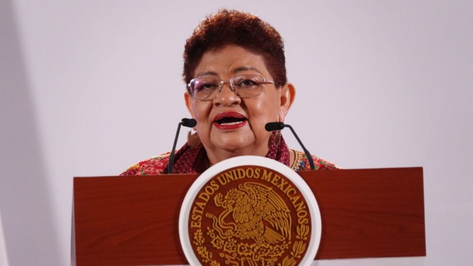 Ernestina Godoy, consejera jurídica del Ejecutivo Federal, durante su participación en la conferencia 'Mañanera del Pueblo' en Palacio Nacional