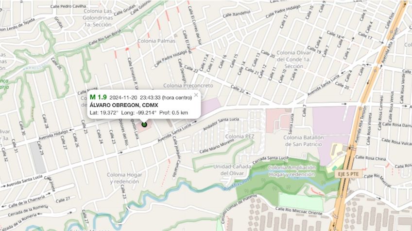 Registran microsismo con epicentro en Álvaro Obregón