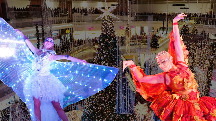 Árboles de Navidad flotando en el techo y muchas luces, la plaza de la CDMX que se volvió viral por su decoración navideña