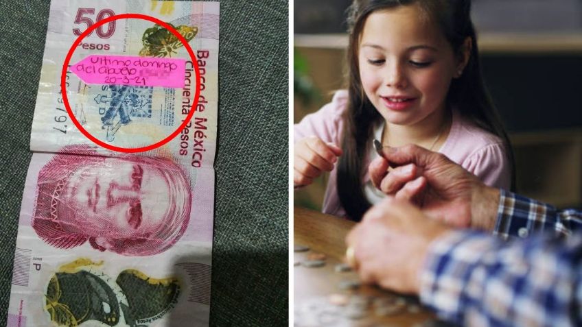 Buscan al dueño de billete de 50 pesos que contiene la leyenda “el último domingo del abuelo”