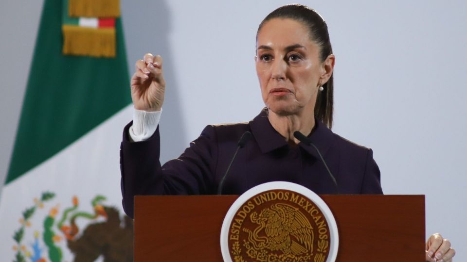 Claudia Sheinbaum, presidenta de México, durante la conferencia matutina que encabeza en Palacio Nacional.