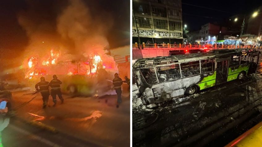 Llamas consumen autobús de pasajeros en Eje Central Lázaro Cárdenas