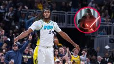 Myles Turner, de Indiana Pacers, sorprende con su disfraz de Star Wars al llegar al estadio Gainbridge Fieldhouse