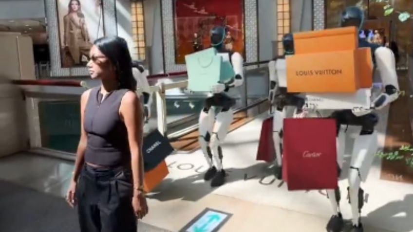 Mujer se hace viral por ir de compras con cuatro robots Tesla que cargan sus bolsas, ¿inteligencia artificial o realidad