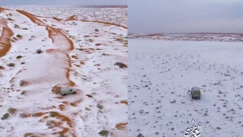 Desierto se transforma en hielo: captan imágenes impresionantes en Arabia Saudita