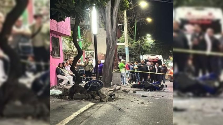 Arrollan motociclistas a peatón y mueren al estrellarse contra árbol