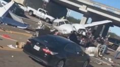 Avioneta aterriza de emergencia sobre autopista y se estrella contra varios autos | VIDEO