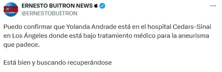 yolanda andrade hospitalizada estado de salud