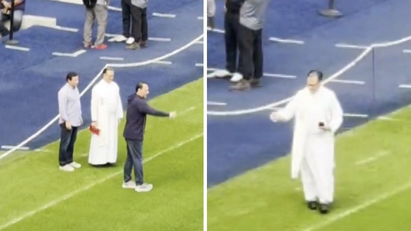 ¡Ayuda divina! Sacerdote bendice la cancha previo a la final entre Rayados y América