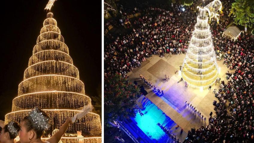 Árbol de Navidad de Peto, en Yucatán, supera al de Londres que incluso fue considerado un “elote”