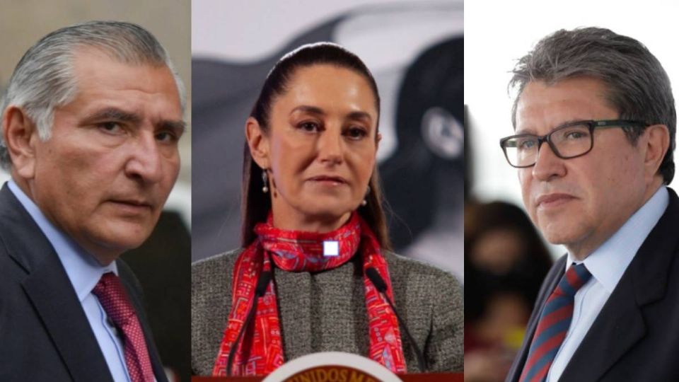 (De izquierda a derecha) Adán Augusto López, presidenta Claudia Sheinbaum y Ricardo Monreal