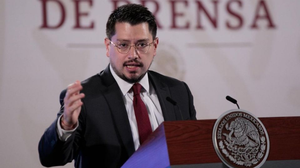 Carlos Martínez Velázquez, director general del Instituto del Fondo Nacional de la Vivienda para los Trabajadores (Infonavit), durante su intervención en la conferencia matutina en Palacio Nacional.