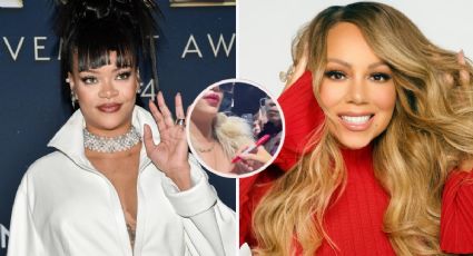 ¡Fan navideña! Rihanna le pide a Mariah Carey que le firme el pecho