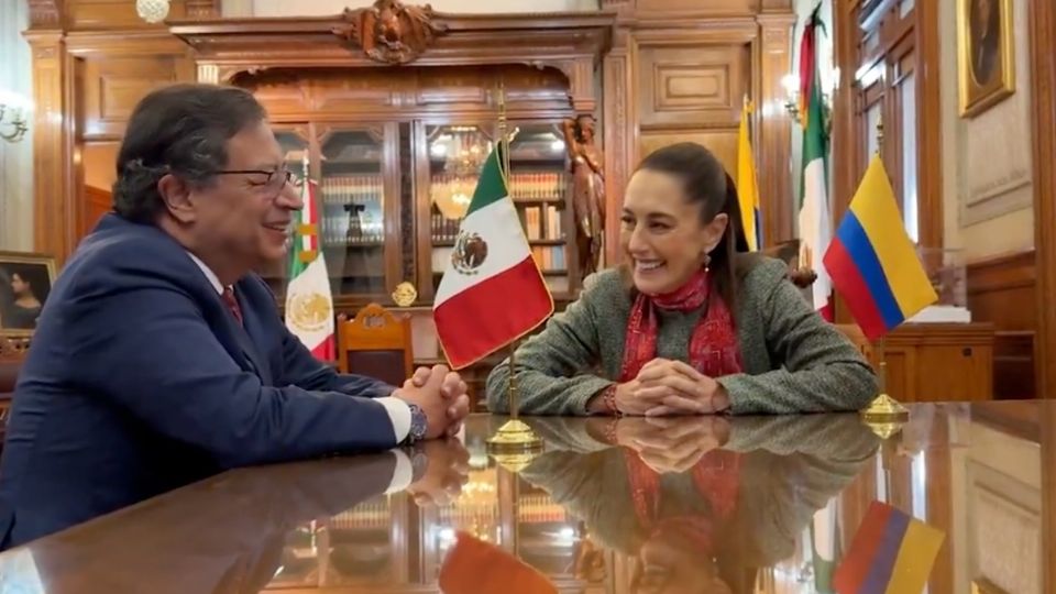 Sheinbaum y Petro en Palacio Nacional