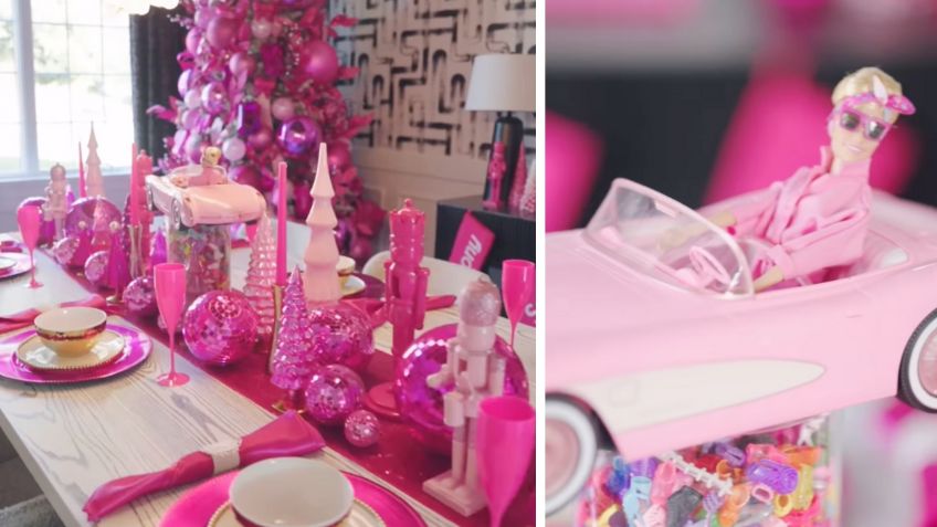 Influencer se vuelve viral con su decoración navideña de Barbie: “Bonita en rosa”