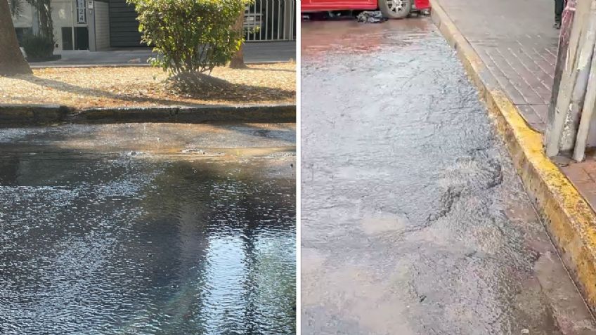 Vecinos reportan mega fuga de agua en Miguel Hidalgo; aclaran que es un desfogue controlado