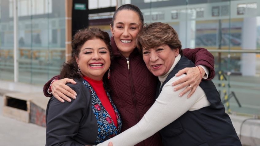 Claudia Sheinbaum supervisa con Delfina Gómez y Clara Brugada avances del Trolebús Chalco-Santa Martha