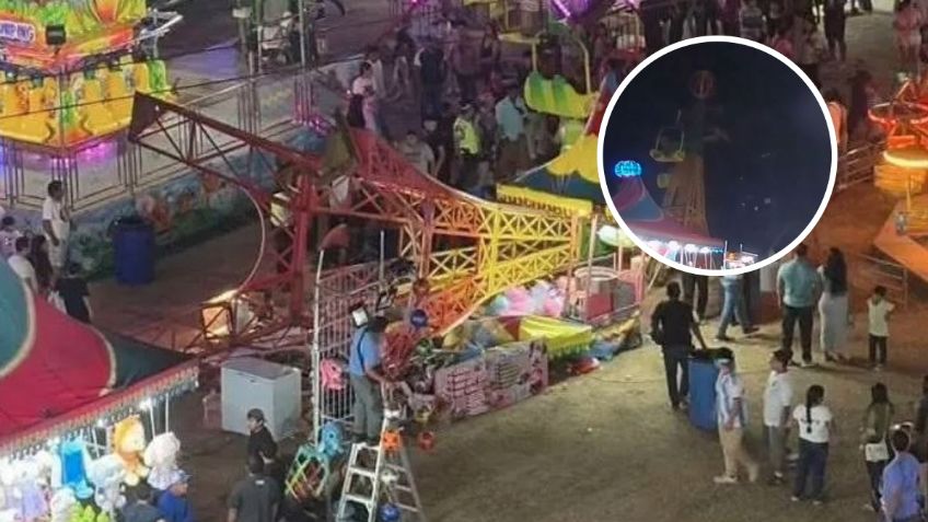 Momento exacto en el que se cae el “mini teleférico” en feria de Acapulco | VIDEO FUERTE