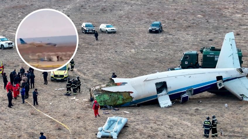 Revelan nuevos VIDEOS del momento exacto en el que un avión de pasajeros se estrella en Kazajistán