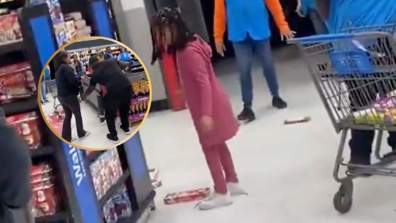 La niña fue captada al romper productos de un supermercado.