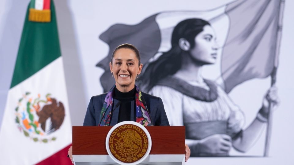 La presidenta de México. Claudia Sheinbaum, en su conferencia mañanera desde Palacio Nacional.